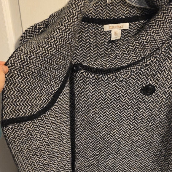 Ellen Tracy Gray Herringbone Cowl Neck Sweater - Picture 6 of 9